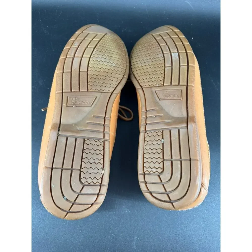 Life Outdoors Mason Shoe Mens 13 AA Tan Leather Boat Deck Shoes Moc Toe Vintage